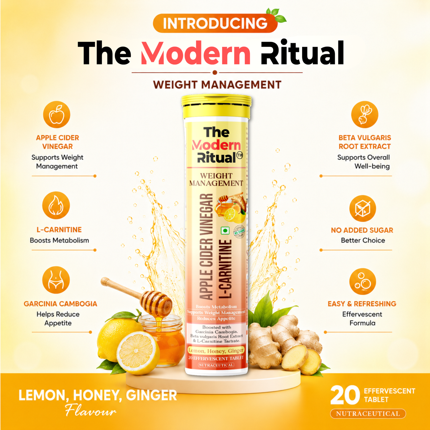 Apple Cider Vinegar - Lemon Honey Ginger Flavour