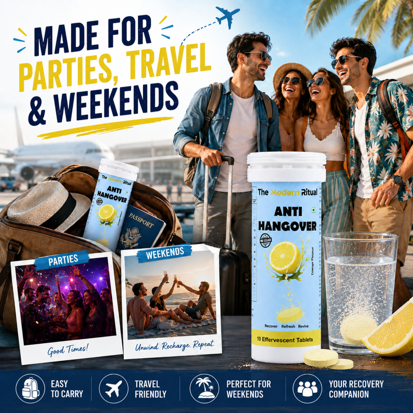 Anti Hangover Effervescent Tablets - Lemon Flavour