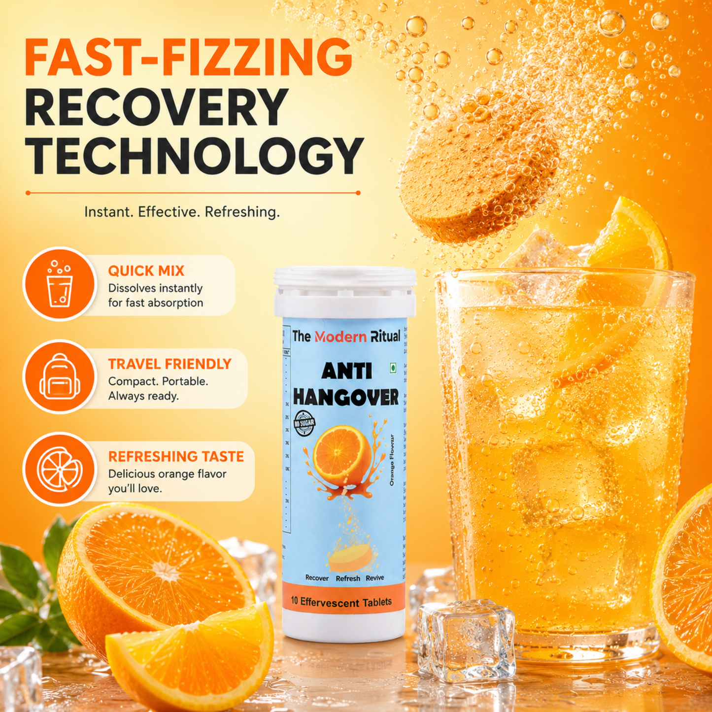 Anti Hangover Effervescent Tablets - Orange Flavour