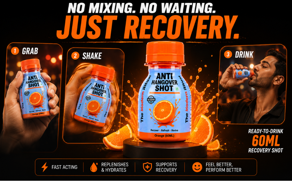 Anti Hangover Ready to Drink 60 ml Shots - Orange Flavour