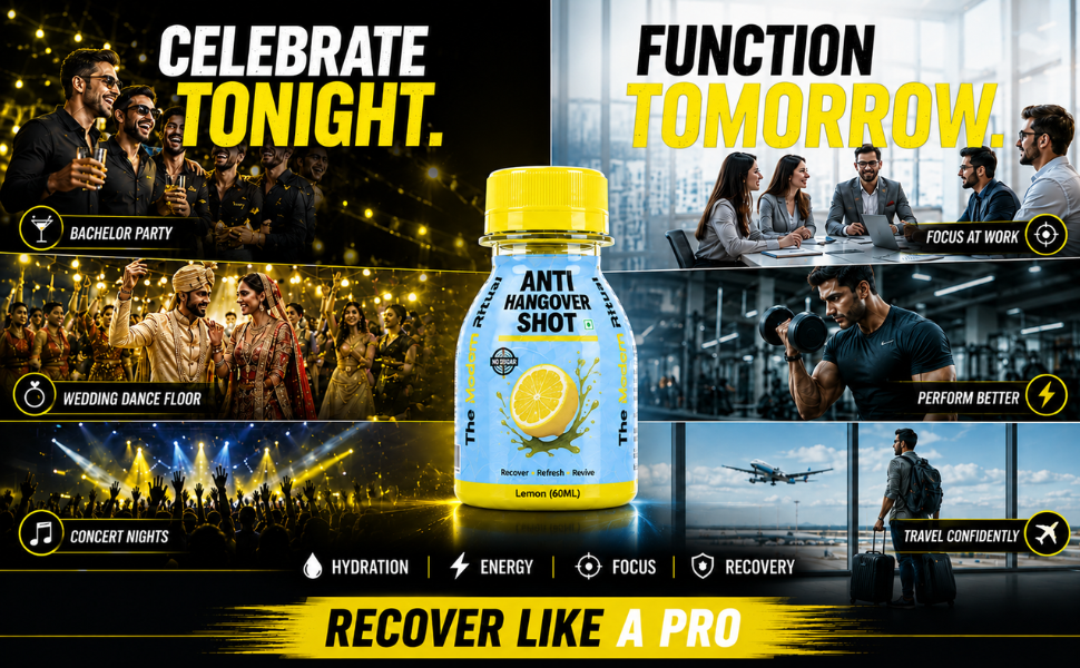 Anti Hangover Ready to Drink 60 ml Shots - Lemon Flavour