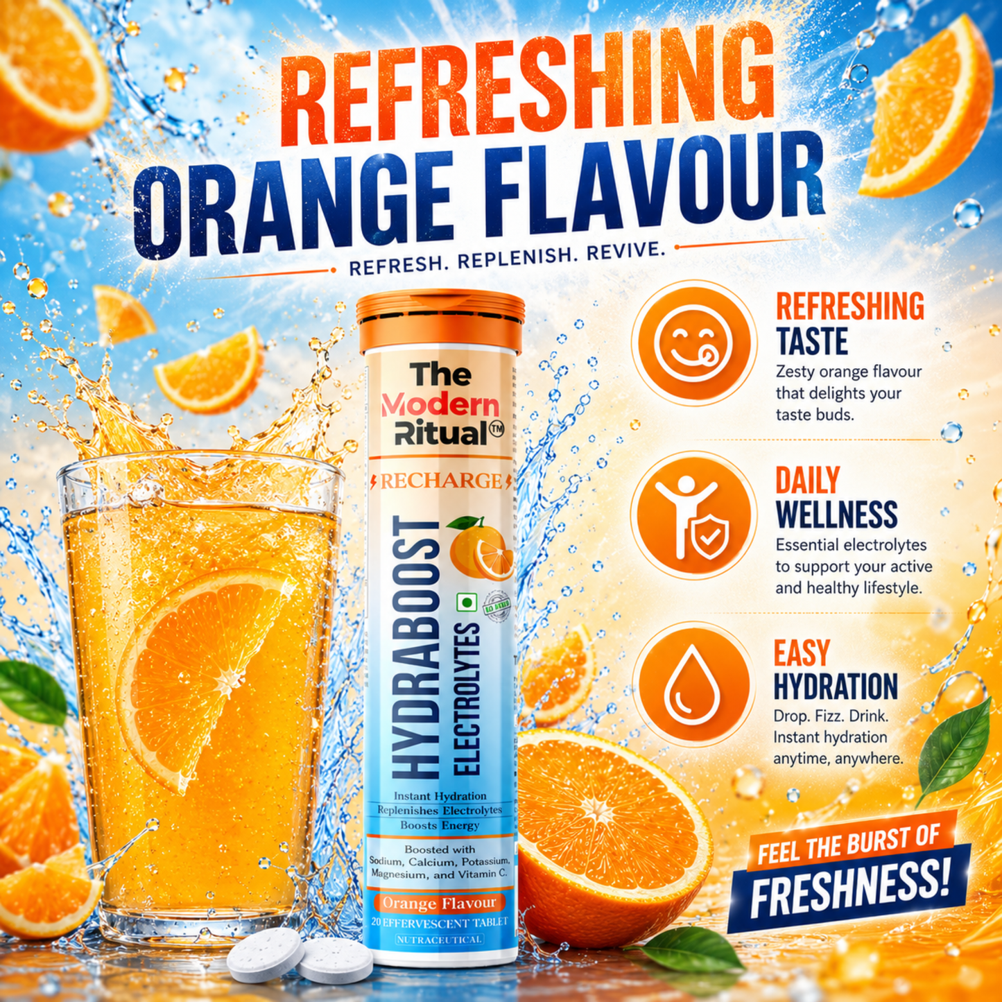 HydraBoost Electrolytes Recharge Orange Flavour