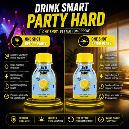 Anti Hangover Ready to Drink 60 ml Shots - Lemon Flavour